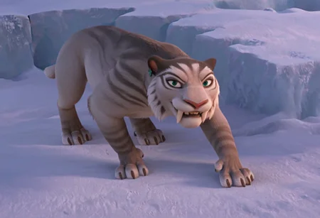 score_9, score_8_up, score_7, score_6_up, score_5,
snow and ice and forest walls in background, solo,
<lora:J_cartoon:0.6>
<lora:Furry_Lora_Shira_Ice_Age:0.6>
BREAK
(shira:1.2, saber-tooth tiger), fangs, green eyes, ice age, furry body, silver-grey fur with black stripes,
smiling at viewer