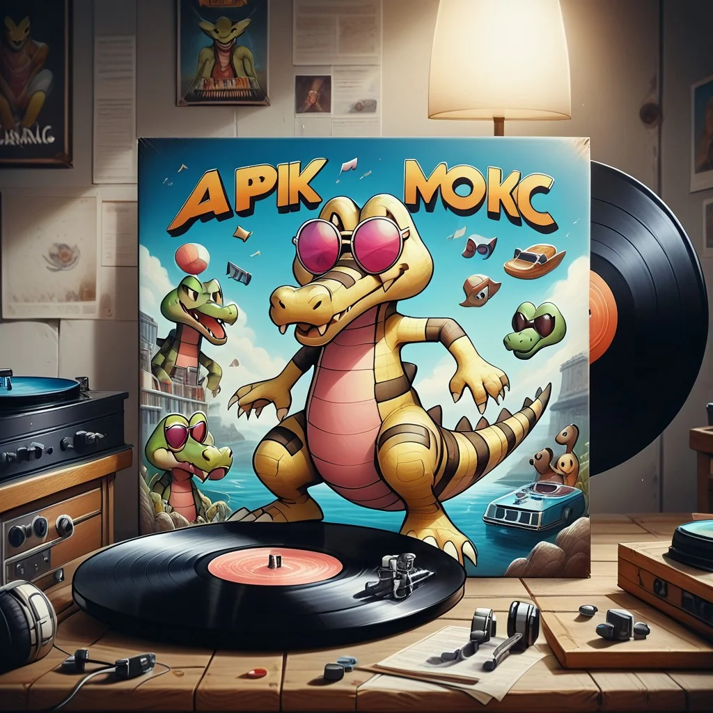 (((4lbum4rt, record jacket, text "KROKOROCK")))
((Barefoot furry character, full body, cinematic setting, scaly male, plantigrade))
(((krokorok))), pokemon (creature), DJ, disco, party, dark sclera, dynamic angle, wearing sunglasses, action.
BREAK, intricate details, highly detailed, extreme detail, octane render, fine art, best quality, highres, (detailed face:1.5), ((full_body)), UHD, (((perfect hands))), low light, anime