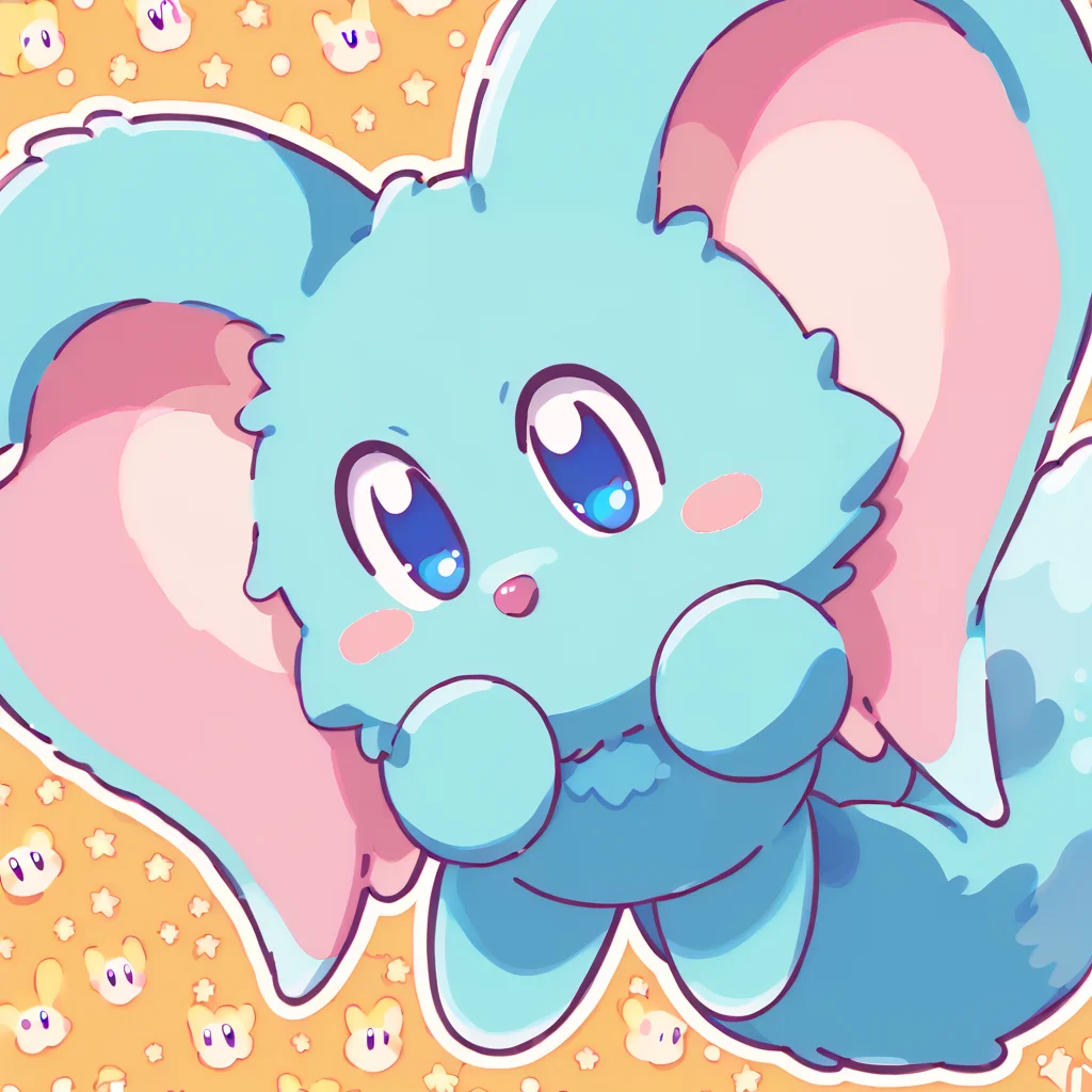 solo, (thick lineart:1)
<lora:KirbyJP:1>
<lora:Elfilin:1> elfilinfriend, aqua fur, blue eyes, solid oval eyes, pink nose, blush stickers, fluffy tail