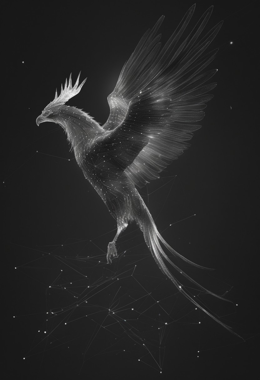 1. Stellar Sablegriff In exquisite 8K Ultra 3D, this majestic creature is a fusion of a sable and griffon, with fur that shimmers like the night sky and wings adorned with constellations, bringing the wonders of the cosmos to life.dataviz, style, <lora:dataviz_style_xl_v1:.5>,flmngprsn, <lora:lora-sdxl-flaming-person:.5>