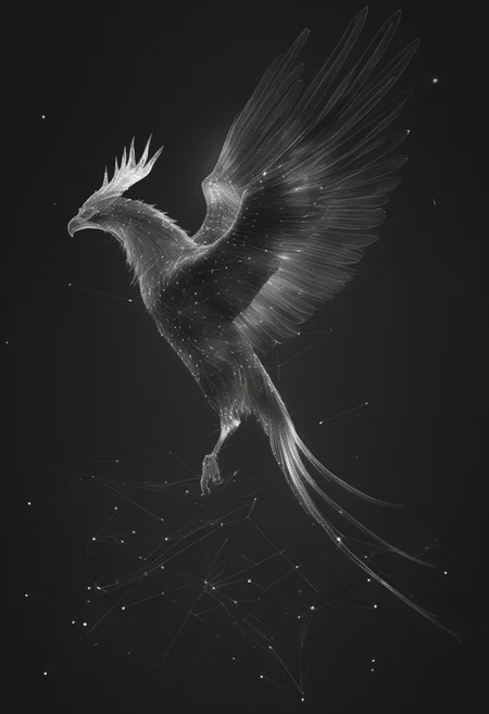 1. Stellar Sablegriff In exquisite 8K Ultra 3D, this majestic creature is a fusion of a sable and griffon, with fur that shimmers like the night sky and wings adorned with constellations, bringing the wonders of the cosmos to life.dataviz, style, <lora:dataviz_style_xl_v1:.5>,flmngprsn, <lora:lora-sdxl-flaming-person:.5>