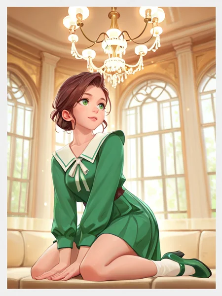 <lora:Rino99Quiron_Style_ilus:1> , Rino99Quiron, cinematic photo Portrait of a divinely beautiful, gorgeous, stunning, cute, 1girl with striking green eyes in the war . The luminosity of her green eyes is the focal point, contrasting with the earthy tones of her attire. Influenced by the realistic styles of classic portrait artists, with a focus on intricate detailing and natural lighting . The end result should be a high-resolution portrait capturing her cultural essence and the vividness of her eyes, 35mm photograph, film, bokeh, professional, 4k, highly detailed., An environment with glass windows and chandelier lighting, from afar, full body, , kneeling, ,