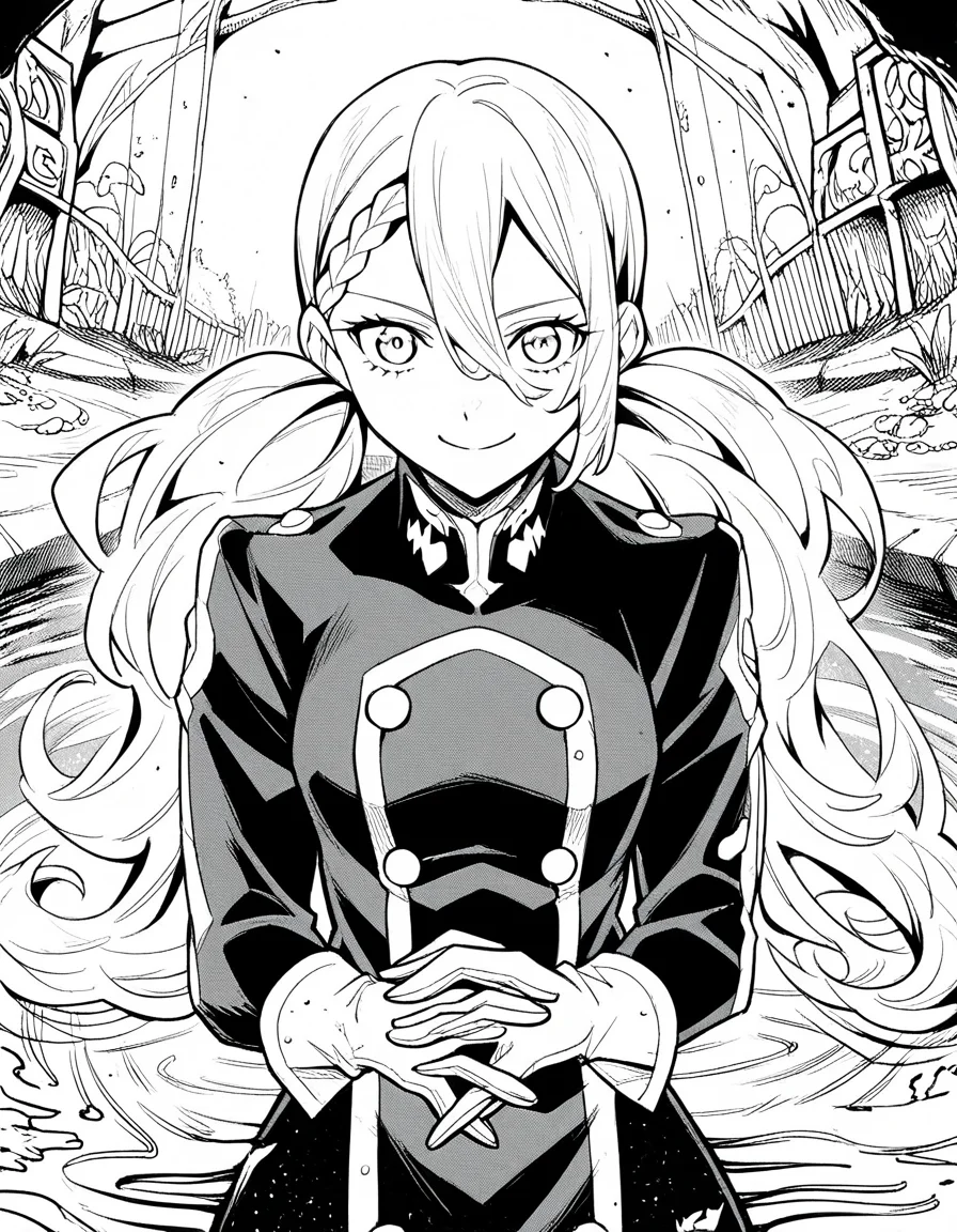 score_9, score_8_up, score_7_up, source_anime, <lora:varvara-pilipenko-manga-ponyxl-lora-nochekaiser:1>, varvara pilipenko, greyscale, monochrome, long hair, hair between eyes, braid, twintails,, gloves, uniform, military, military uniform, wetland, water, reeds, swamp, wildlife, smile, <lora:gendou-pose-ponyxl-lora-nochekaiser:1>, gendou pose, own hands clasped, own hands together, parody,, looking at viewer, solo,, dutch angle, cowboy shot