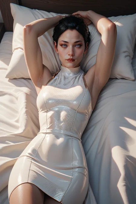 score_9, score_8_up, score_7_up, score_6_up
<lora:CyberHanako:0.8>
CyberHanako, 1girl, black hair, white eyes, looking at viewer, laying back, on bed, arms up