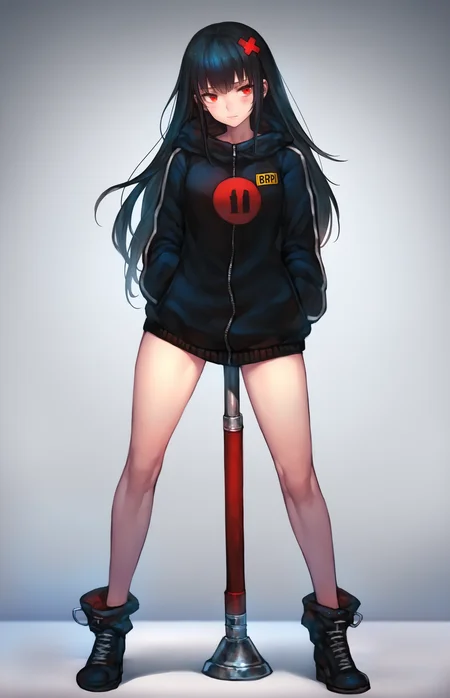 (ririko \(fhnngririko\), miurahha, bacius:0.4), masterpiece, best quality, 1girl, <lora:obp-illus:1>, obp, object insertion, standing, legs apart,