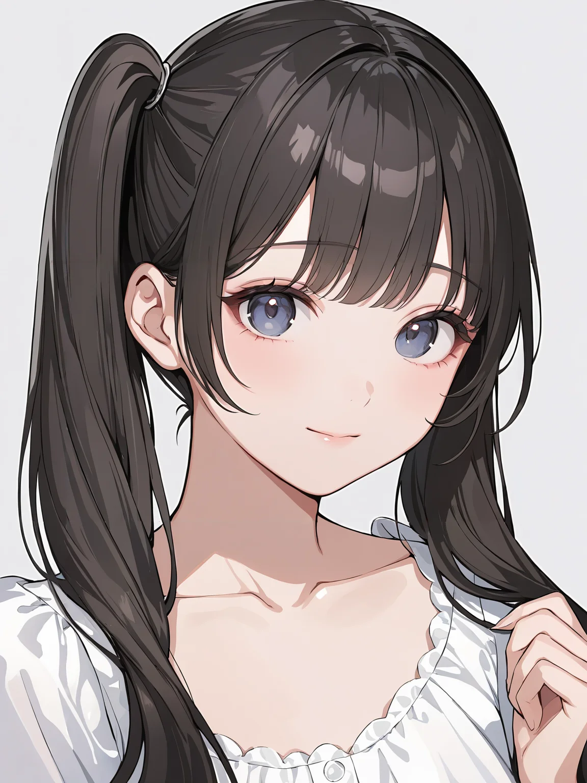 masterpiece,ultra-detailed,best quality,8K,illustration,cute face,clean skin ,shiny hair,girl,ultra-detailed-eyes,simple background, <lora:add-detail-xl:1> <lora:half twintail_XL_V1.0:1> half twintail, long hair