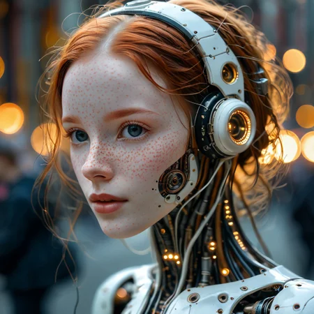 score_9,score_8_up, score_7_up, realistic, ccamber, 1girl, 
(dynamic pose, dynamic angle:1.4),
22yo woman wearing reelmech, mechanical parts, cable, wires, machinery, joints, body suit, beautiful face with freckles, beautiful eyes, insanely detailed eyes and face,
junkyard, futuristic, scrapped machines, scrapped robots, laser beams in the air,
dusk, cityscape in the background, neon lights, eerie atmosphere, (ethereal atmosphere:1.4), eerie,
cinematic still, cinematic lighting, sharp focus, bokeh,
shot on Canon EOS 5D mark iv