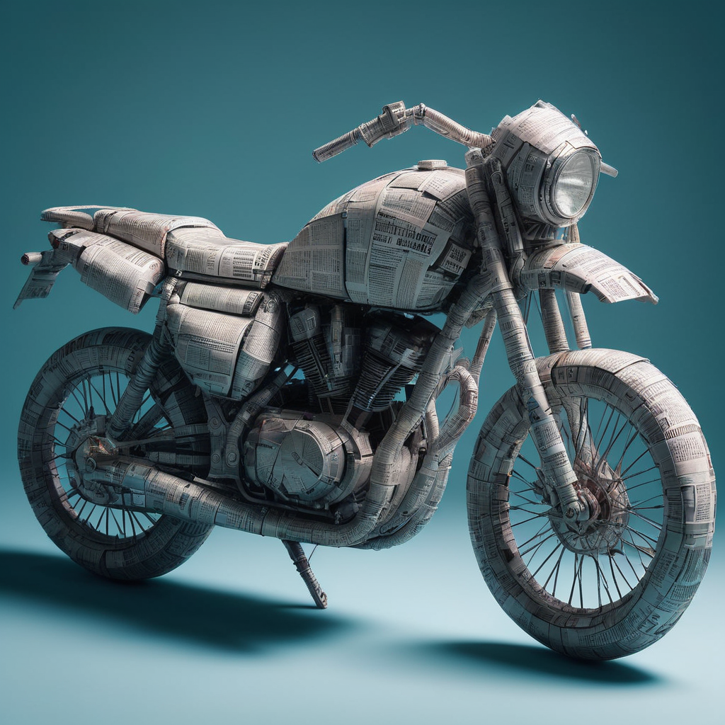 motorcycle made out of newsp4per<lora:newsp4per:0.75>