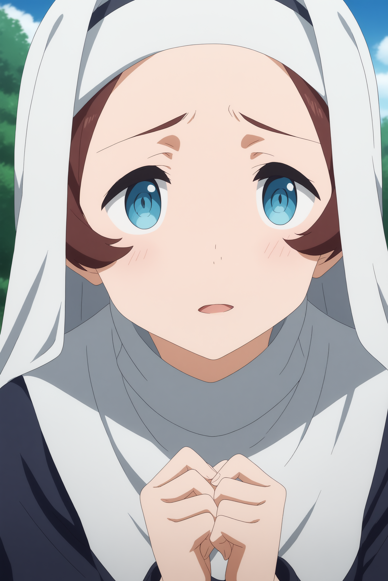 Sister, anime coloring, upper body <lora:Shinchou_Yuusha-Sister-PDXL:0.8>