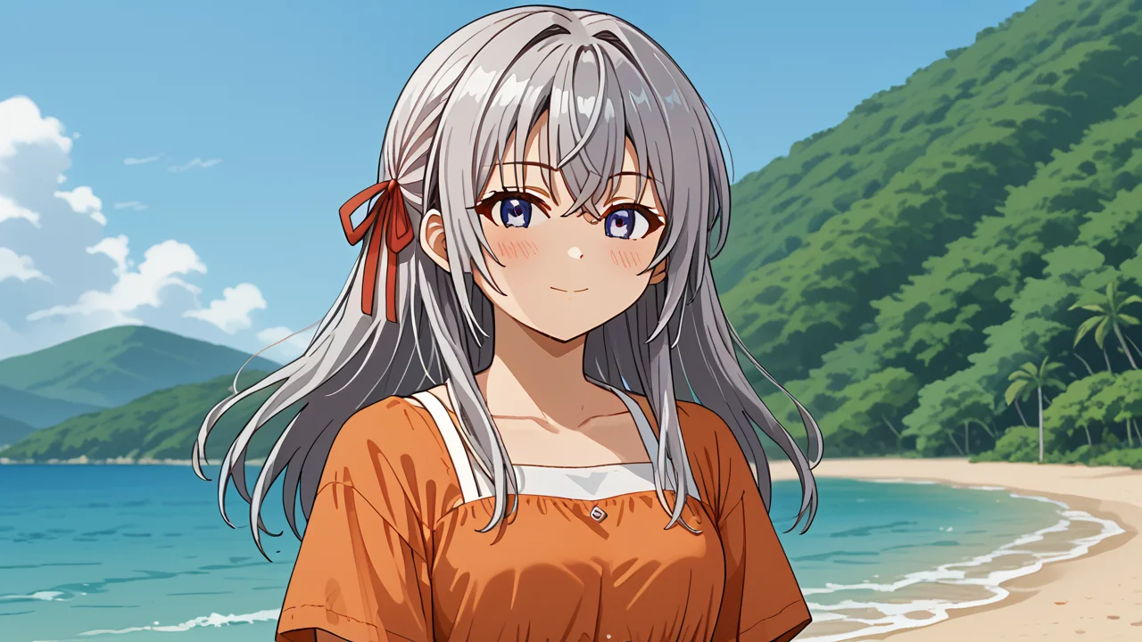 <lora:Alisa_Alya_Mikhailovna_Kujou_from_Alya_Sometimes_Hides_Her_Feelings_in_Russian:1>, girl, summer, anime style, 1 girl, solo