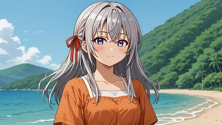 <lora:Alisa_Alya_Mikhailovna_Kujou_from_Alya_Sometimes_Hides_Her_Feelings_in_Russian:1>, girl, summer, anime style, 1 girl, solo