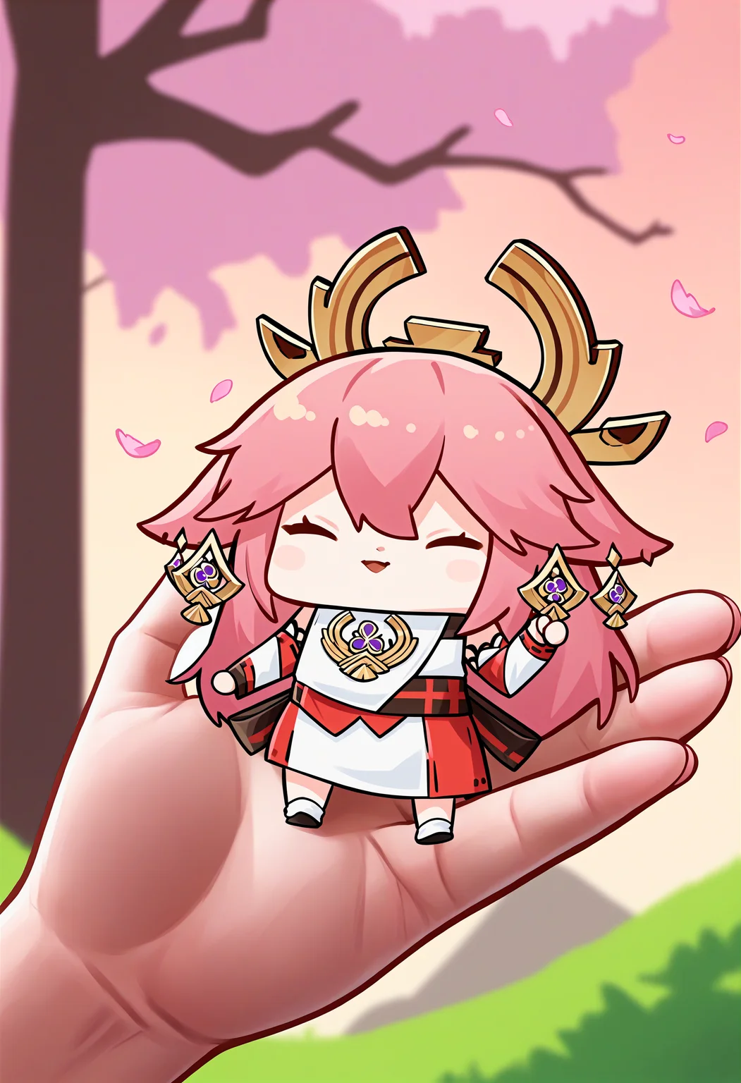 score_9, score_8_up, score_7_up, source_anime, 1girl, <lora:Phdpigeon_XLPD:1>, chibi, yae miko, holding chibi,