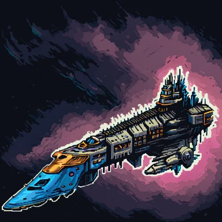 a impstarship battleship in space, motion blur, explosions, ((pulp_comic, heavy_lines, hand_drawn, hand_inked, hand_colored, perfect_face, apxlz))