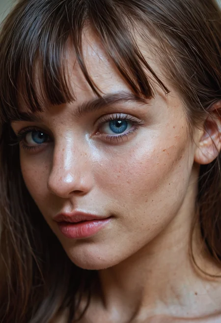 score_9, score_8_up, score_7_up, ultra realistic photorealistic skin, masterpiece, a Russian woman fondling her perfect breasts, large blue eyes, blunt bangs, close up portrait