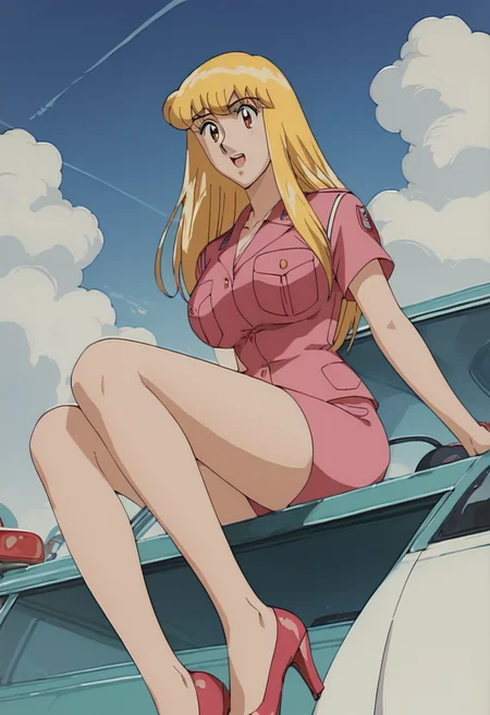 score_9, score_8_up, score_7_up, highres, masterpiece, 1woman, solo, long hair, sexy, r3iko, busty, breasts, anime coloring, medium breasts, policewoman, police uniform, large breasts, retro artstyle, sexy body, skirt, long legs