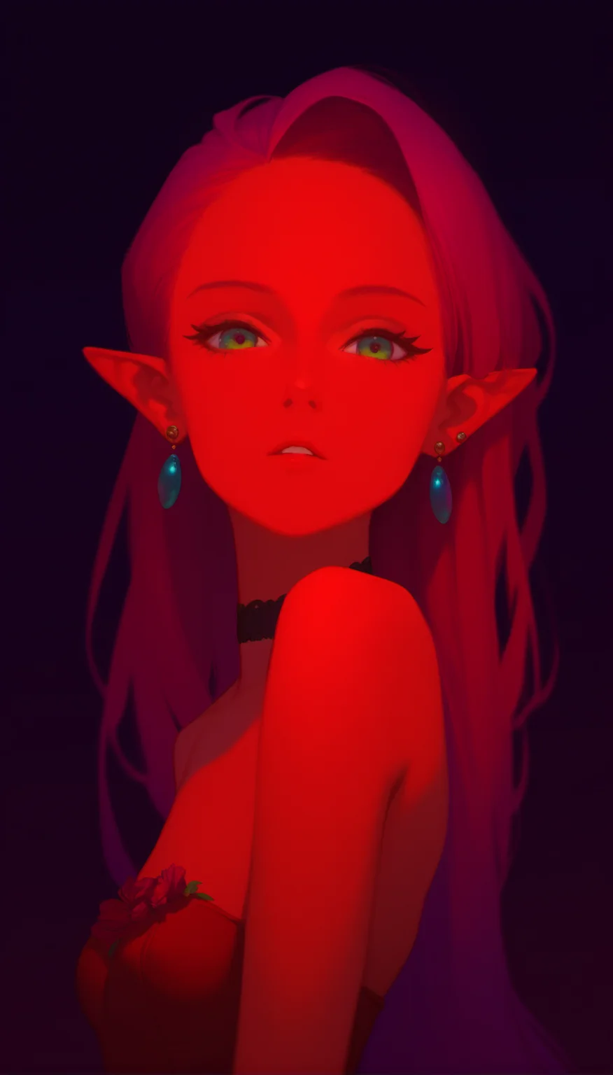 score_9, score_8_up, score_7_up, score_6_up,
dungeon, portrait, backlighting, (close-up:1.2), sunlight, flowers, colorful,
1girl, angela, solo, long hair, pointy ears, gradient hair, earrings, purple gloves, strapless, showgirl skirt, bare shoulders, waist cape, strapless leotard, choker, looking at viewer, parted lips, red leotard,
in an open field,
from above, upper body,
<lora:seiken-densetsu-mana-pony:0.8>