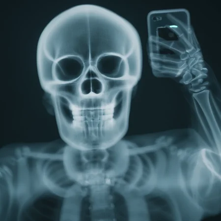 cinematic film still of <lora:x-ray style:1> X-ray of
a skeleton taking a selfie while smiling to the camera
,x-ray style, shallow depth of field, vignette, highly detailed, high budget, bokeh, cinemascope, moody, epic, gorgeous, film grain, grainy