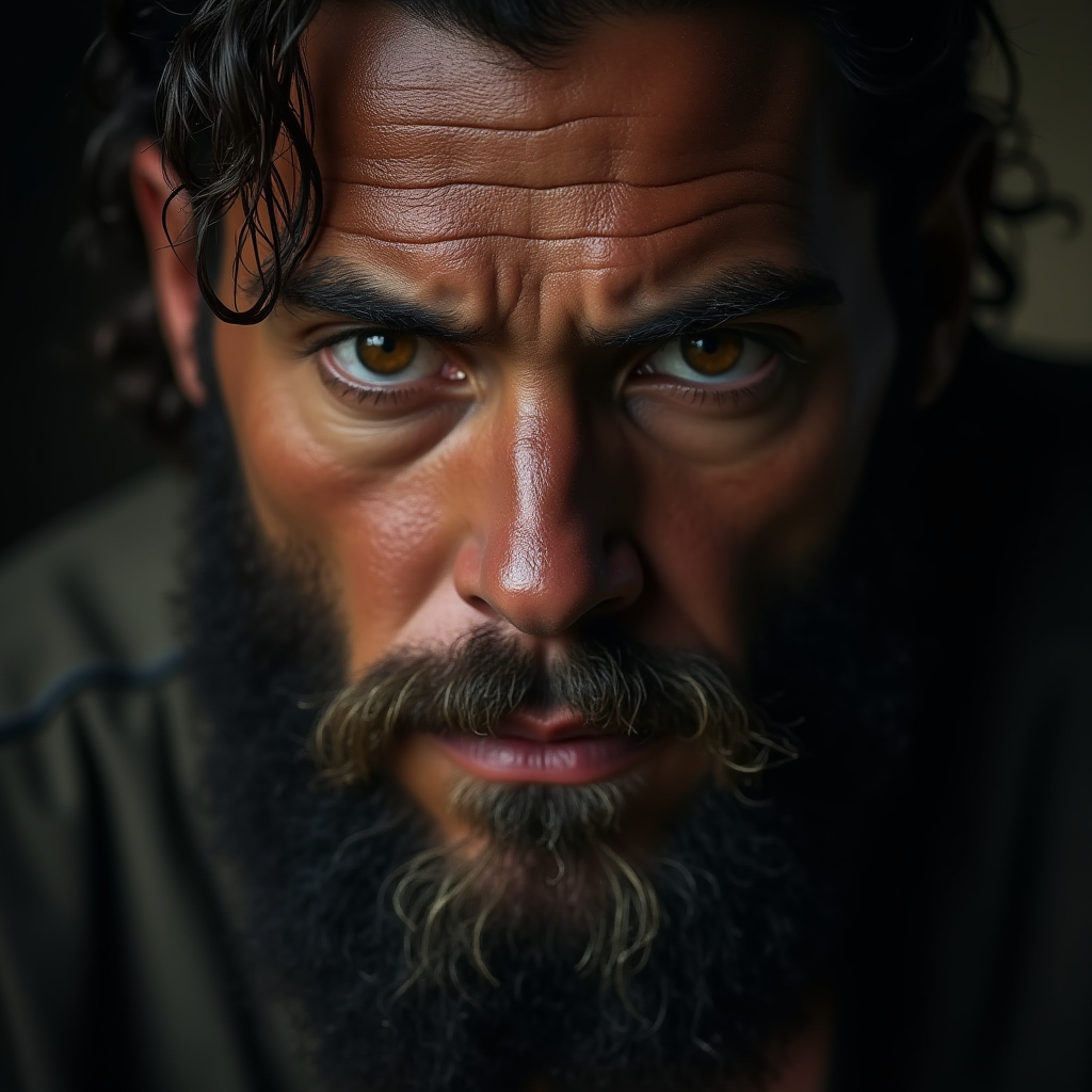 cinematic film still  <lora:hand v1:0.5> <lora:perfection style v1:1> sharp focus, detailed edges,  <lora:detailed style v0.5:> <lora:skin texture style v1:0.2>
A perfect photo of a close up of a barbarian man with a serious look,solo,looking at viewer,1boy,brown eyes,closed mouth,male focus,facial hair,scar,thick eyebrows,portrait,beard,close-up,realistic,manly , detailed face, detailed body, detailed hands, detailed eyes, detailed nose, detailed ears, detailed hair, detailed, perfection, detailed teeth, detailed skin texture, wrinkly, detailed fingers, detailed mouth, beauty, realism, real, detailed hair, detailed pores, detailed background, sharp image, detailed lips, different race, different color, different haircut, different skin tone, different, different people, different pose, perfection style . shallow depth of field, vignette, highly detailed, high budget, bokeh, cinemascope, moody, epic, gorgeous, film grain, grainy