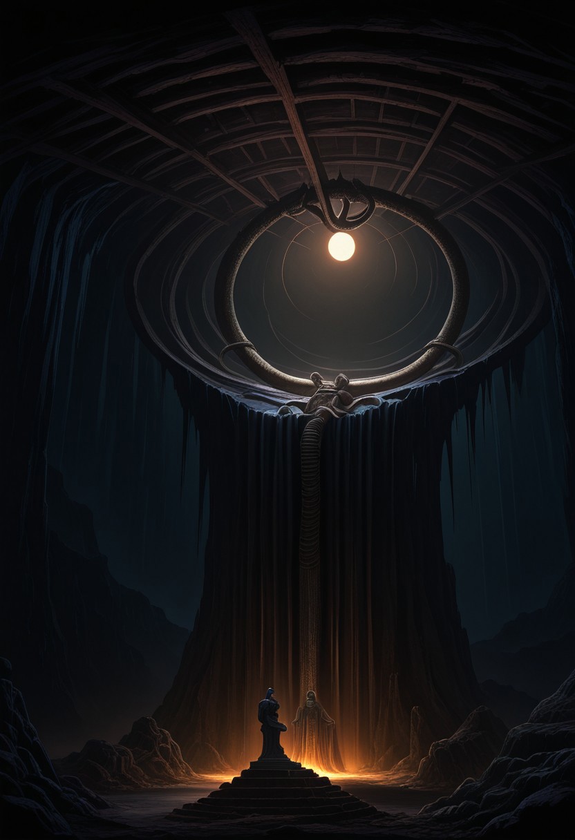 MASTERPIECE, AMAZING QUALITY, IDT, SCENERY, CAVE, STATUE, DARK, RITUAL