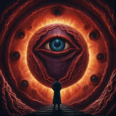 Below Huddled eyes of old gods <lora:SDXL_Below-Huddled_LoRA:1>, based on H.P Lovecraft stories