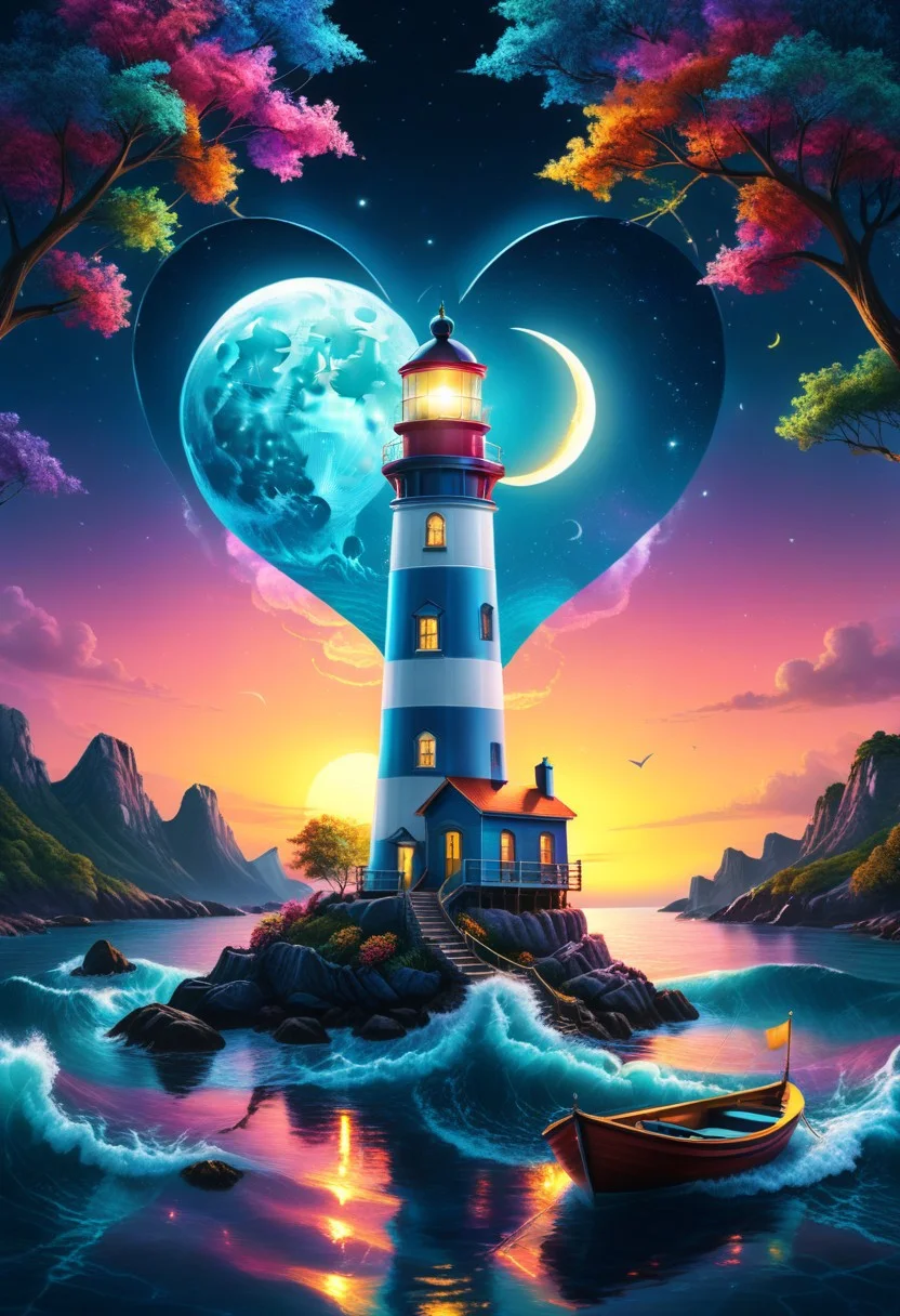 score_10, score_9_up, score_8_up, score_7_up, score_6_up, vibrant colors, shiny_skin, prefect lighting, detailed image, snoozing, masterpiece, best quality, highly detailed, ultra quality, BREAK, yrnwrld,
Boat, sea, lighthouse , neon lights , jewelry , tree , ((moon shaped like heart, heart)), night sky , star , starry sky,
detailed background , cinematic composition , dynamic pose ,
<lora:xl_more_art-full_v1:1.2> ,
<lora:add-detail-xl:-1.2> ,