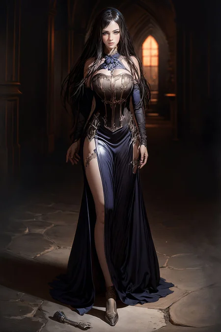 (best quality, masterpiece), realistic, (perfect detailed face), detailed bright eyes, good lit detailed skin, 1girl, full body capture, curvy, in front of a gothic castle, (dim:0.5), (low key:0.5), sexy posing, snha <lora:epi_noiseoffset2:1> <lora:more_details:0.5> <lora:add_sharpness:1.5> <lora:rec:1.25> <lora:Castlevania_OoE_Shanoa:0.7>