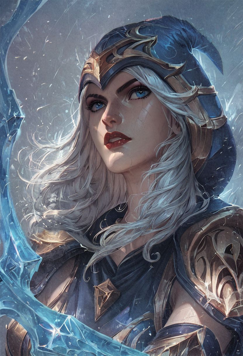 score_9, score_8_up, score_7_up, ashe, league_of_legends, detailed eyes, blue eyes, hood, fighting someone