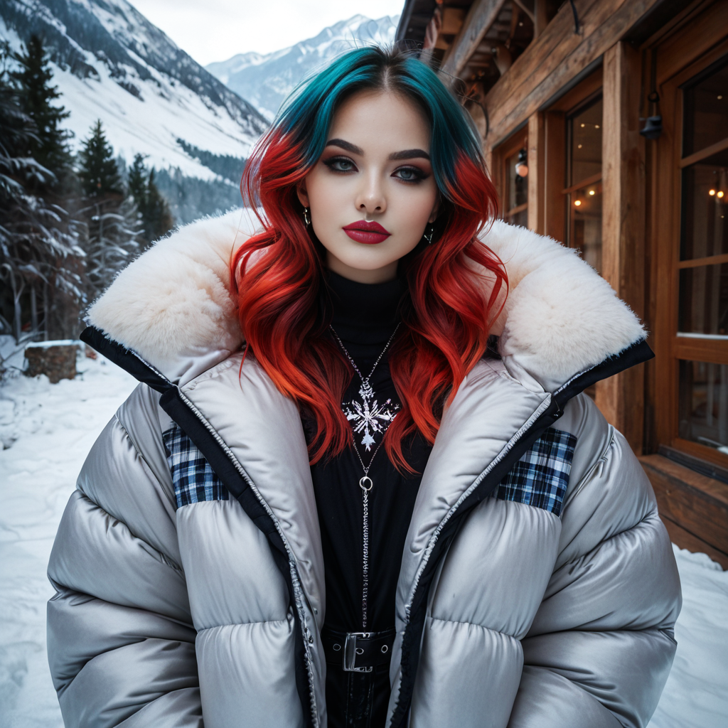 score_9, score_8_up, score_8_up,  realistic one swedish 25 year old women wearing a extra_puffy_emo_jacket,tartan  unique hair  style, highly detailed face, photorealistic,hd,8k,snowy mountain
<lora:Pony_Extra_Puffy_Jackets_V1:0.8>