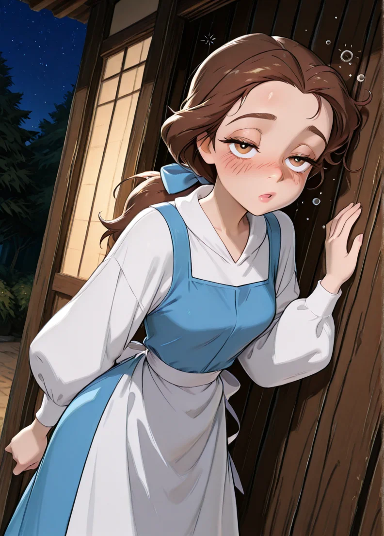 masterpiece, best quality, amazing quality, very aesthetic, absurdres, newest, 4k, 8k, dynamic angle, official style, sugimorixd, outdoors,
1girl, solo, blue dress, looking at viewer, long hair, brown hair, brown eyes, bellexd, low ponytail, white apron, long sleeves, blue hairbow,
drunk,
<lora:Expression_Detailer_Illustrious_Lora:1>, ,<lora:sugimoi:1> <lora:Bella:1>