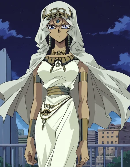 score_9, score_8_up, score_7_up, source_anime,
ishuzuishtar, <lora:ishuzu-ishtar-anime-ponyxl-lora-nochekaiser:1>,
ishuzu ishtar, blue eyes, dark skin, dark-skinned female, black hair, egyptian,
dress, jewelry, hood, cape, armlet, eye of horus,
outdoors, cityscape, smile,
looking at viewer, dutch angle, cowboy shot,