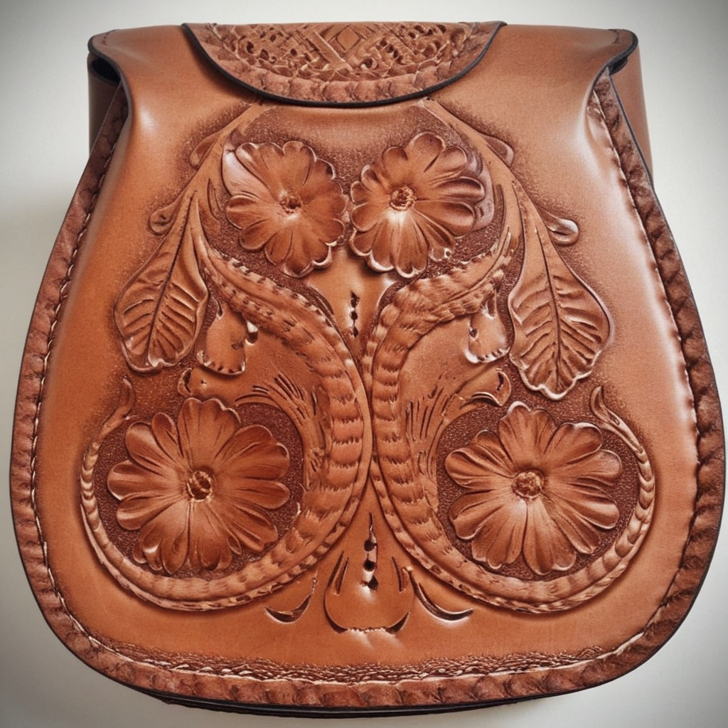 tooled leather purse <lora:Sheridan_Style_Tooled_Leather_XL:1.6>