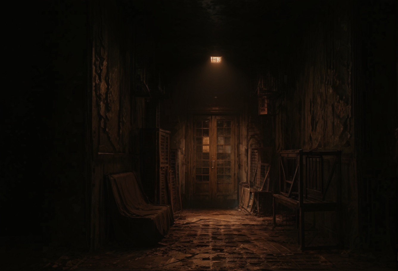 ,ruanyi1117,dark,indoors,door,light,<lora:1117 silent hill background 3_v1_pony:0.9>, score_9, score_8_up, score_7_up, score_6_up, score_9, score_8_up, score_7_up, score_6_up source_anime, blush, 1girl, seduce smile, perfect body , natural huge breasts