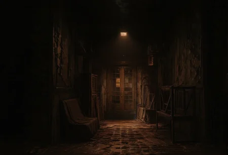 ,ruanyi1117,dark,indoors,door,light,<lora:1117 silent hill background 3_v1_pony:0.9>, score_9, score_8_up, score_7_up, score_6_up, score_9, score_8_up, score_7_up, score_6_up source_anime, blush, 1girl, seduce smile, perfect body , natural huge breasts