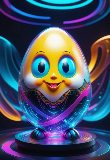 a happy egg made out of Jed-CyFut , full of details , positive emotional