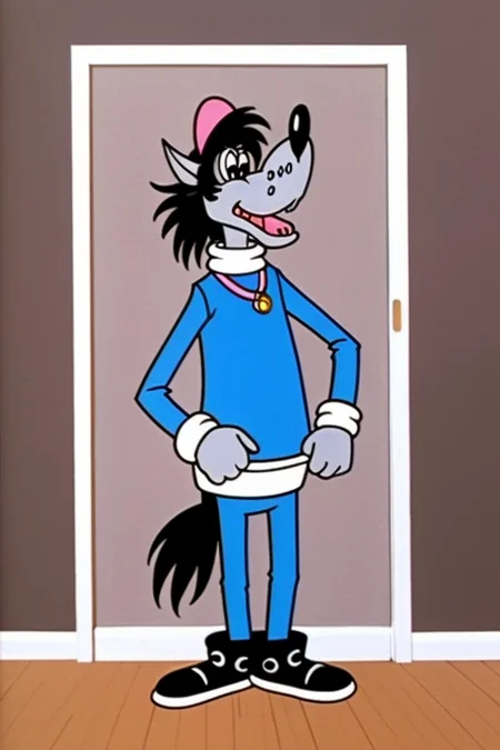 animal <lora:Wolf Nu Pogodi:0.65> in fashion clothes, masterpiece, best quality, cartoon