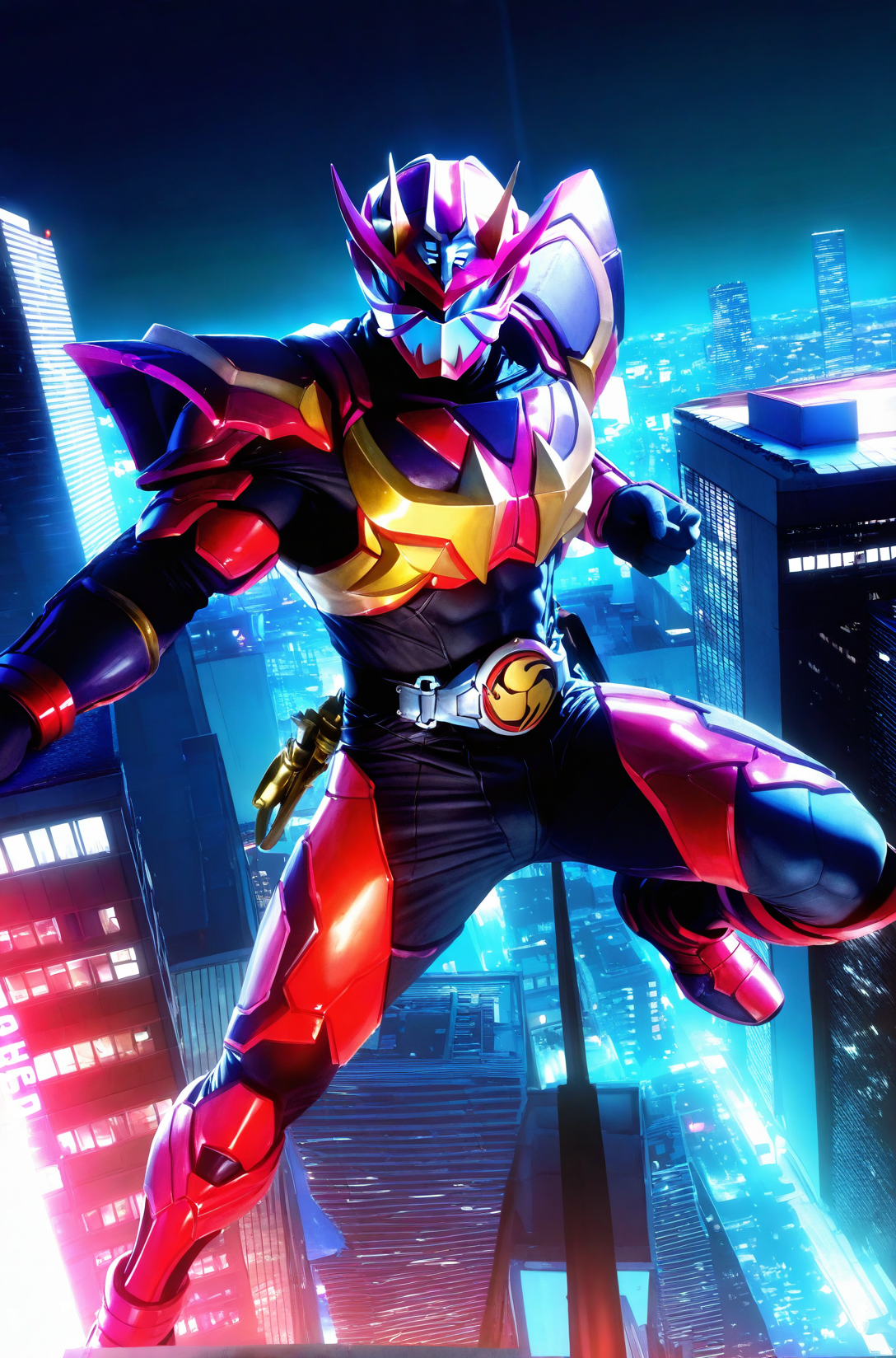 realistic shading,looking at viewer,<lora:Hibiki:0.7>,1boy,armor,helmet,male focus,solo,Hibiki,manly,dynamic angle,realistic,manly,masterpiece,best quality,imposing,dynamic angle,intricately detailed illustration,masterpiece,best quality,amazing quality,very aesthetic,absurdres,newest,full body,city,night,outdoors,, score _9,score_8_up, score_7_up,source_anime,rating_explicit,