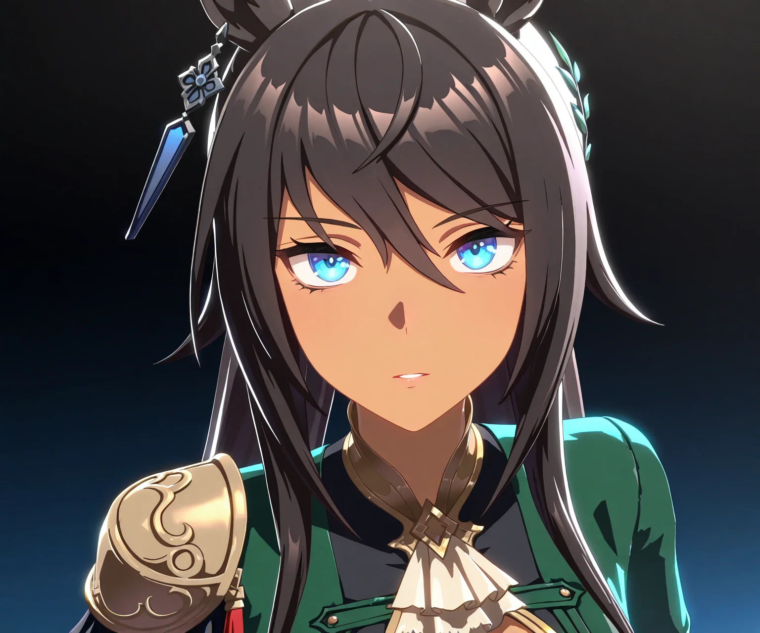 masterpiece, best quality, amazing quality, , 1girl, solo, looking at viewer, <lora:Symboli Kris S in game style 3D ILL-v2:1> ummsmingame, 3d, symboli kris s \(umamusume\)
