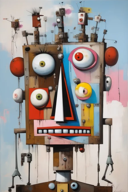 <lora:George Condo Style:1>George Condo Style - George condo mech people