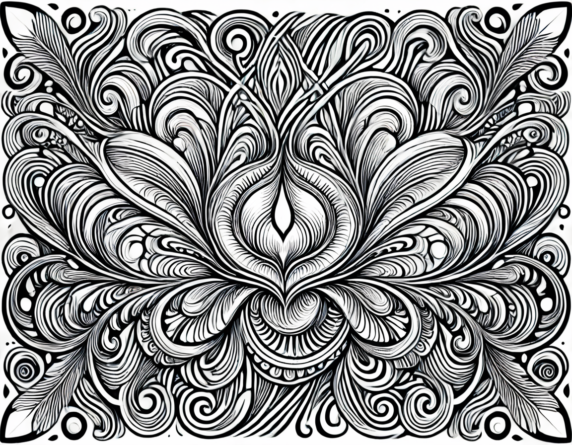 lineartlora, psychedelic, lineart, monochrome, black and white