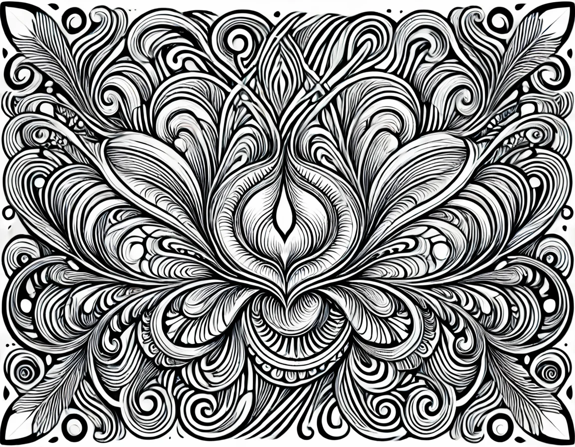 lineartlora, psychedelic, lineart, monochrome, black and white
