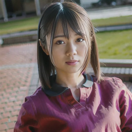 ID photo of 1girl, hres photography, solo focus, looking at viewer, red shirt with collar, <lora:graph2_person:1.2>0.9>