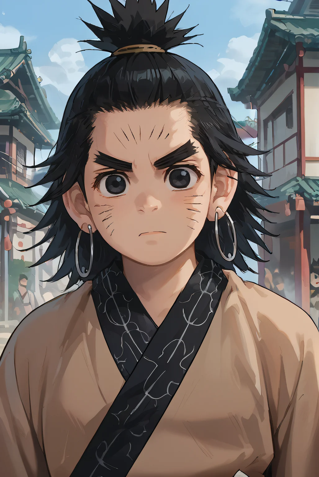 score_9, score_8_up, source_anime,
chikapashi, black hair, black eyes, topknot, hoop earrings, facial marks, ainu clothes,
<lora:Smooth Style 2 SDXL_LoRA_Pony Diffusion V6 XL:0.8> <lora:chikapashi:1>