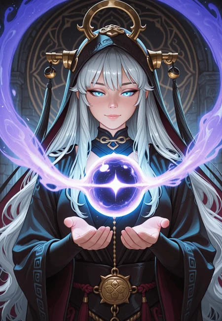 score_9, score_8_up, score_7_up, 1girl, solo, ethereal spirit, flowing translucent robes with shimmering celestial patterns, ancient lantern with a glowing orb and intricate engravings, long wavy silver hair adorned with moonstone pendants, realistic, cinematic angle, cinematic lighting, graceful body, serene face, glowing violet eyes, levitating pose
BREAK
floating above a tranquil moonlit lake
BREAK
source_fantasy_art, rating_explicit, expressive, full body, elegant pose
BREAK
detailed beautiful background, serene moonlit lake with calm waters and reflecting moonlight, ancient stone bridge and weeping willows, distant mountains with a soft glow, mystical atmosphere with a sense of peace and tranquility
<lora:Expressive_H:0.6>Expressiveh, (SimplepositiveXLv1:1.3), (upper body, full clothed:1.85) ((masterpiece)) (ultra realistic, 32k, masterpiece:1.2), (high detailed skin:1.1), (high quality:1.1) (((full clothed))) <lora:DandonFuga_Style_v.2_-_Pony:0.8>
<lora:add-detail-xl:1>
<lora:Dynamic Poses:1>
