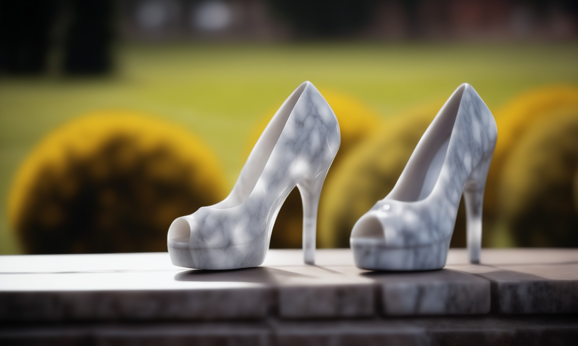 cinematic film still <lora:marblecarvingcd_xl-000006:0.6>,a statue of a pair of high heels made of (marblecarvingcd_xl,marble carving,crack:0.6,shiny:1.3) in park,no humans,long-focus,tilt-shift,outdoors,on lawn,full body,cutie,cute,still life,front view . shallow depth of field, vignette, highly detailed, high budget, bokeh, cinemascope, moody, epic, gorgeous, film grain, grainy, 8K, HDR, UHD, masterpiece, best quality, highly detailed, high resolution, finely detail, extremely detailed, ultra detailed, wallpaper