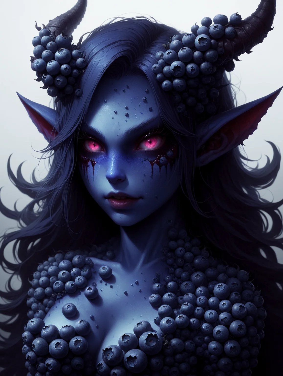 blueberrym0rph of a demon girl <lora:Blueberry_World_Morph:1>