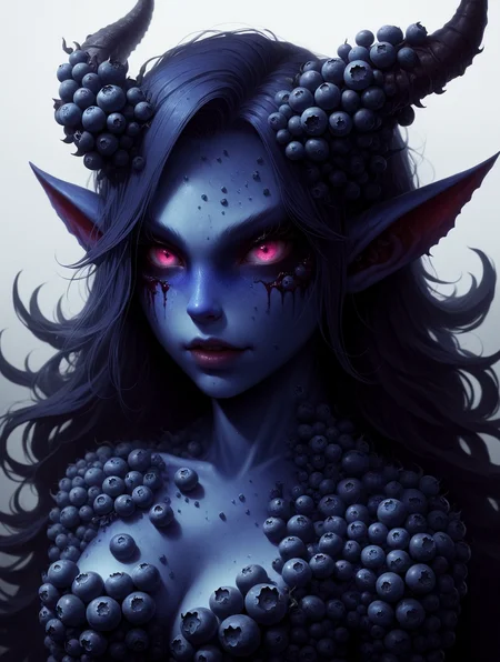 blueberrym0rph of a demon girl <lora:Blueberry_World_Morph:1>