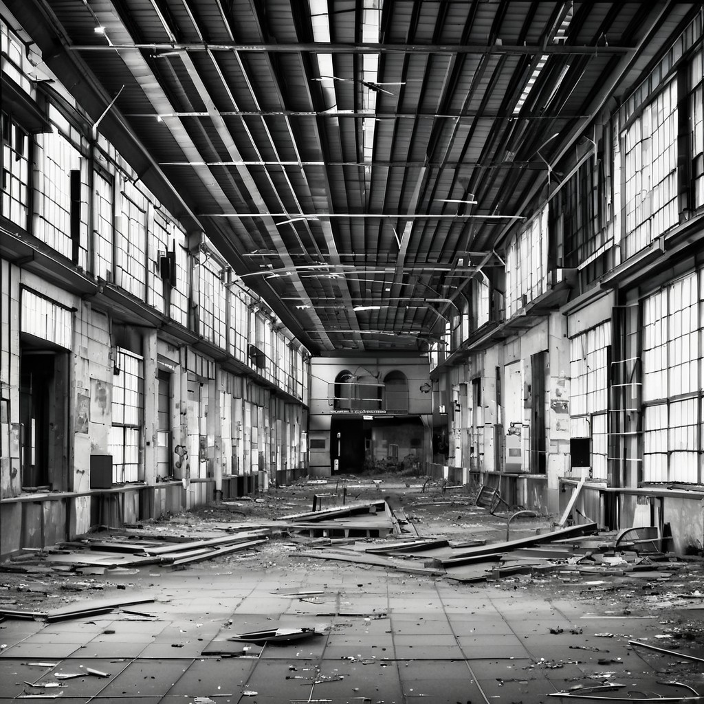 hasselblad ein altes lostplace - alte fabrik - irgendwo in deutschland, innenansicht, gro﷿e halle