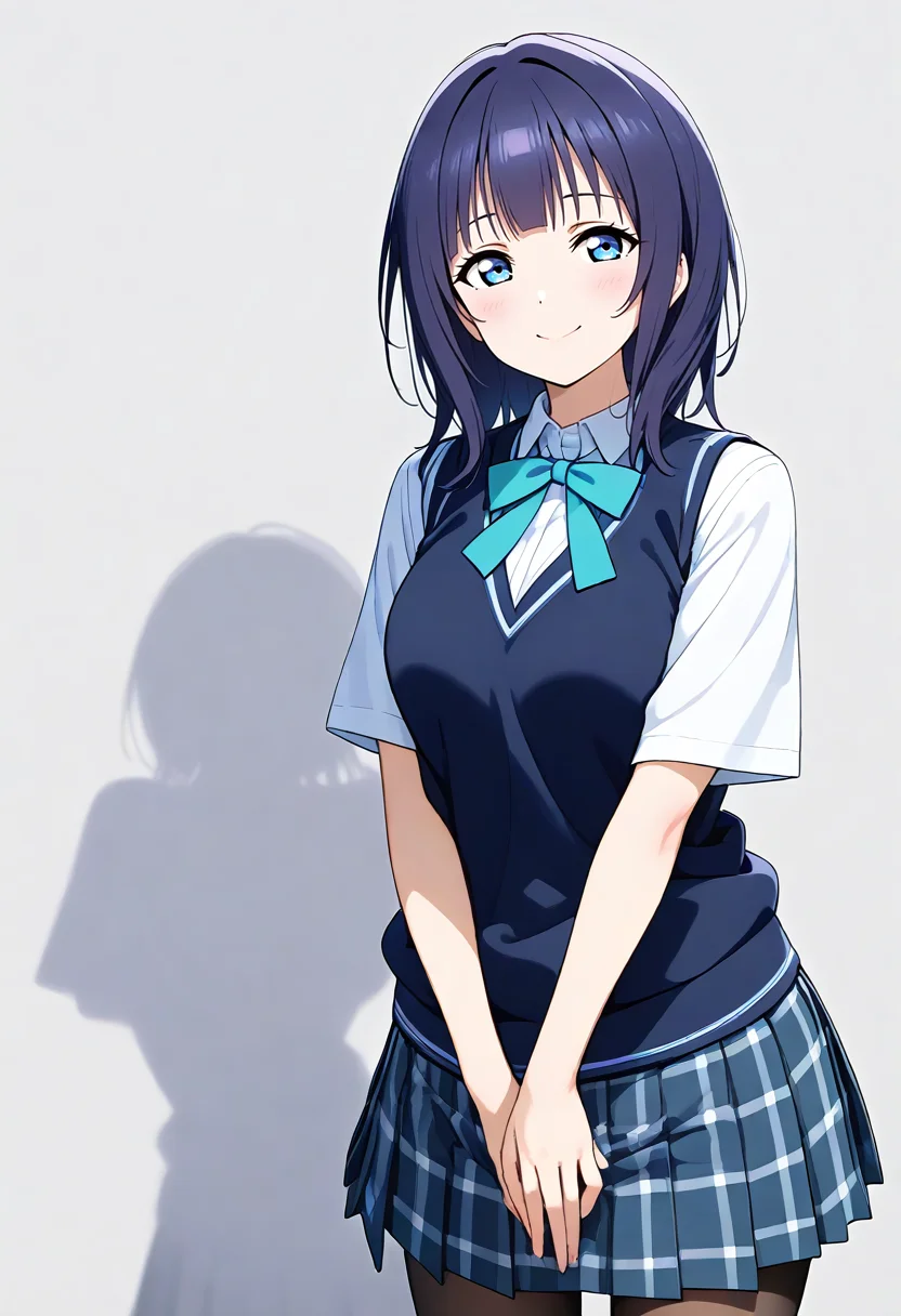 score_9, score_8_up, score_7_up, source_anime,BREAK
1girl,
<lora:Hyper-SDXL-8steps-lora:1>
<lora:age_slider_v4:1>
<lora:SDXL_karin_pony721:0.8>
love live! nijigasaki high school idol club,
blue eyes, blue hair, blunt bangs, medium hair, (asaka karin),
karin, solo, white background,simple background,
large breasts,
black pantyhose,smile, vest, (black vest),blue ribbon,
nijigasaki academy school uniform, short sleeves, shirt,breasts, pleated skirt, white shirt, plaid, plaid skirt,ribbon
standing,sweater vest,
simple background, grey background,