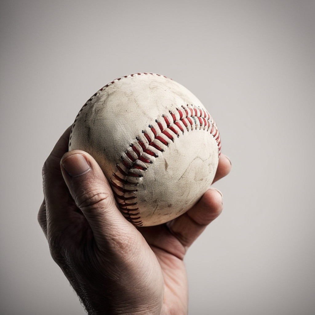 cinematic film still of  <lora:perfection style:0.9> wrinkles:1
A perfect photo of a hand holding a baseball ball on a white background, perfection style, shallow depth of field, vignette, highly detailed, high budget, bokeh, cinemascope, moody, epic, gorgeous, film grain, grainy