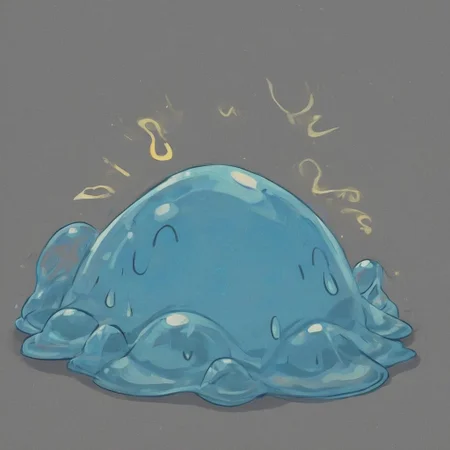 blue slime, image of a big sign that say civitbot is you know what , civitai do their userbase badly and with more rainbow , and more glowing gold slime everywhere woo